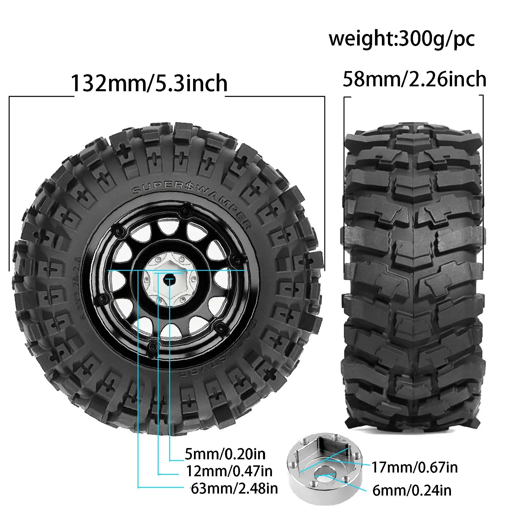 4pcs 132mm 2.6