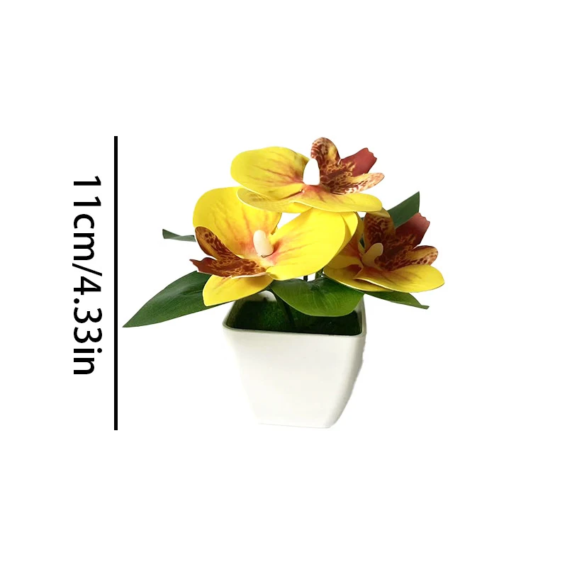 3-Head Simulated Butterfly Orchid Potted Plant Decoration, Home Decor, Hotel Indoor Foyer Decoration, Artificial Flower Bonsai - view 5