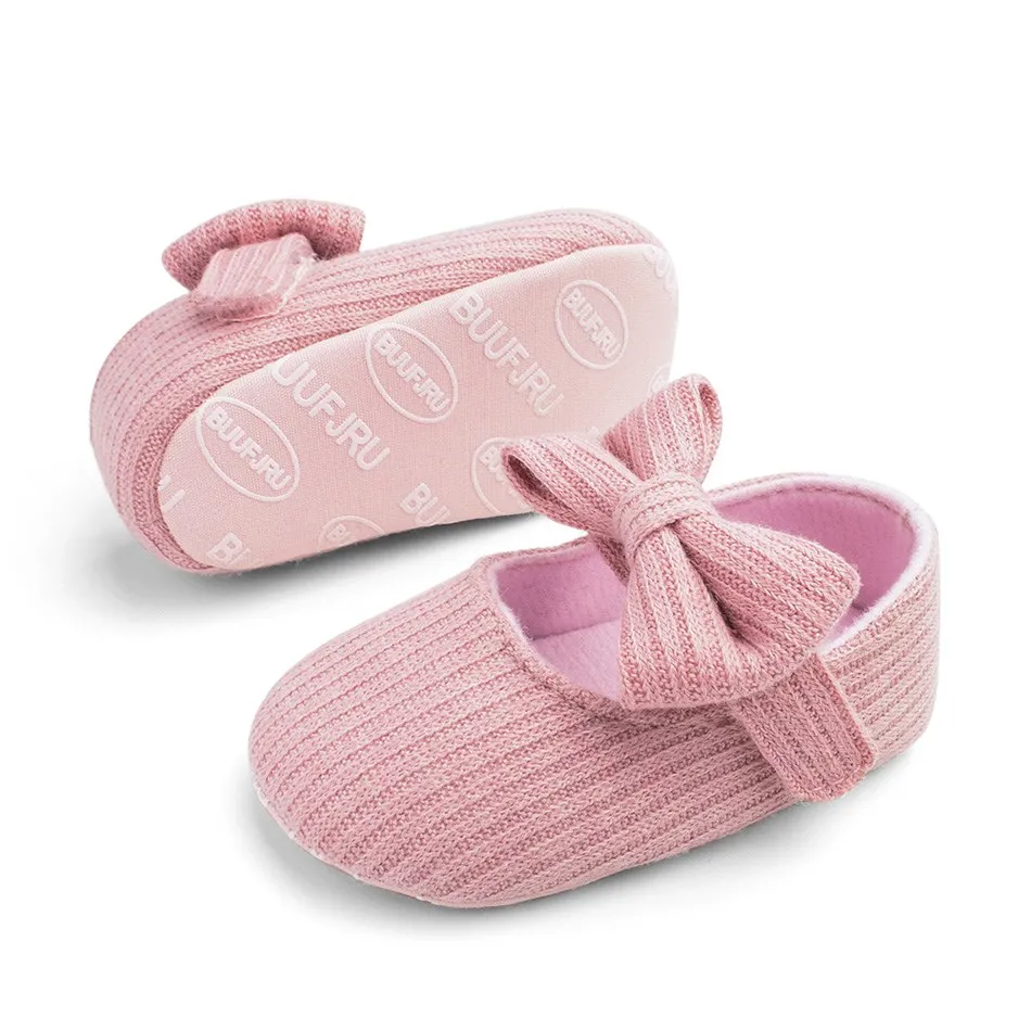 Zapatillas de algodón antideslizantes para primeros pasos, suela suave de punto para niños pequeños, zapatos planos Mary Jane para primavera, 0-12