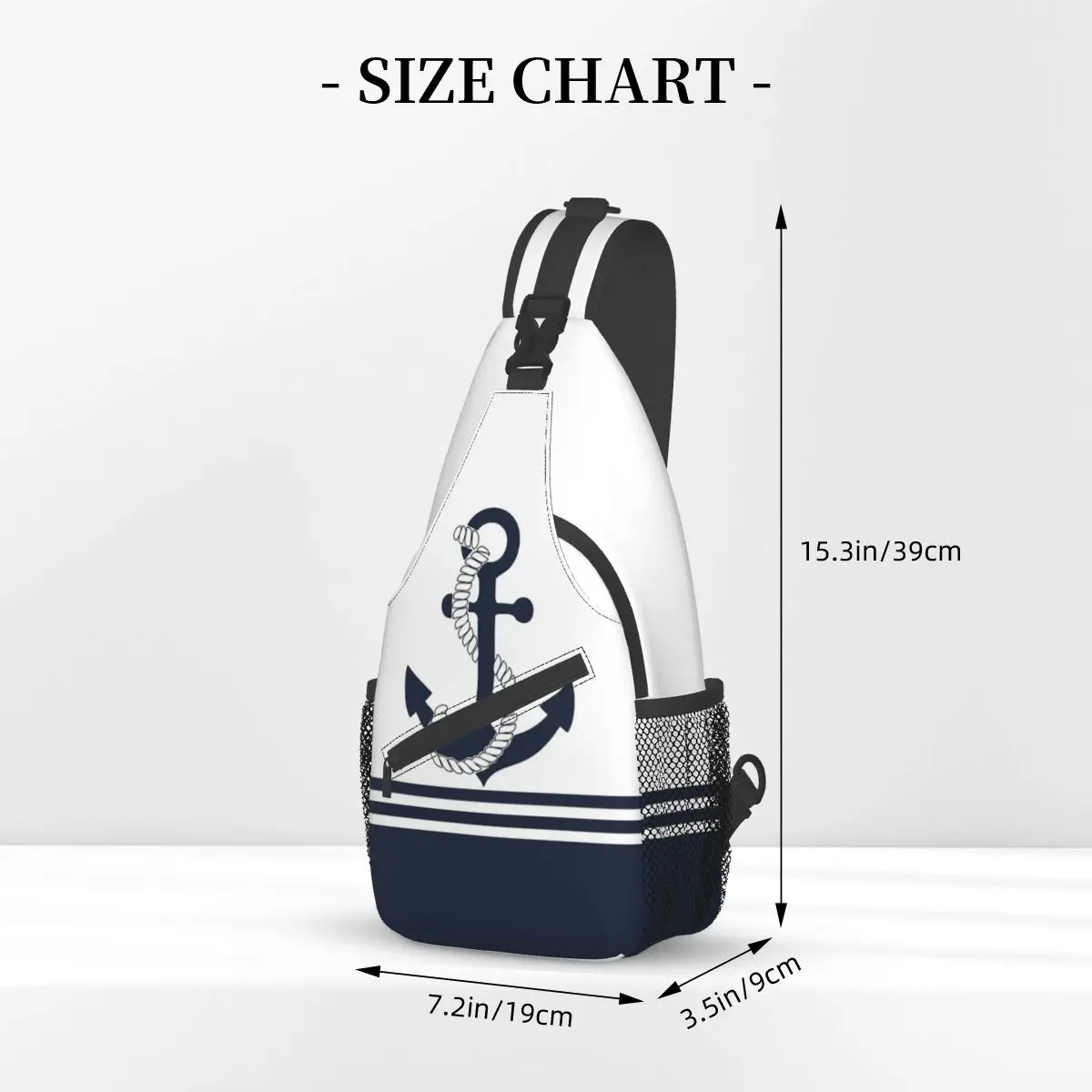 Nautische blaue Anker Cross body Schulter taschen kleine Brusttasche Marine Streifen Schulter Rucksack Daypack Reise Wandern Sport Schulranzen