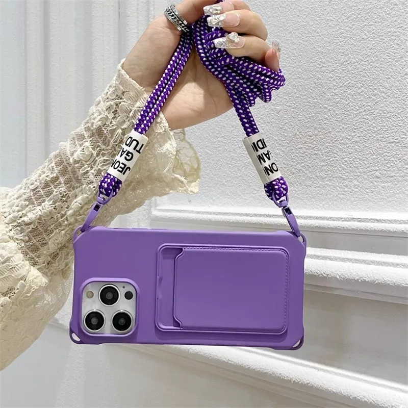 

Detachable lanyard case for iPhone 15 card bag can hang iPhone13 in four corners