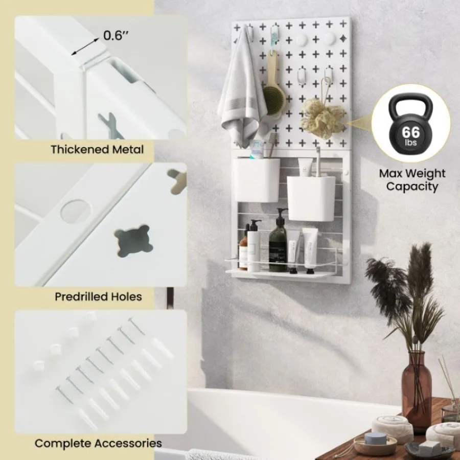 Kit de combinação de pegboard com ganchos para organizador de parede