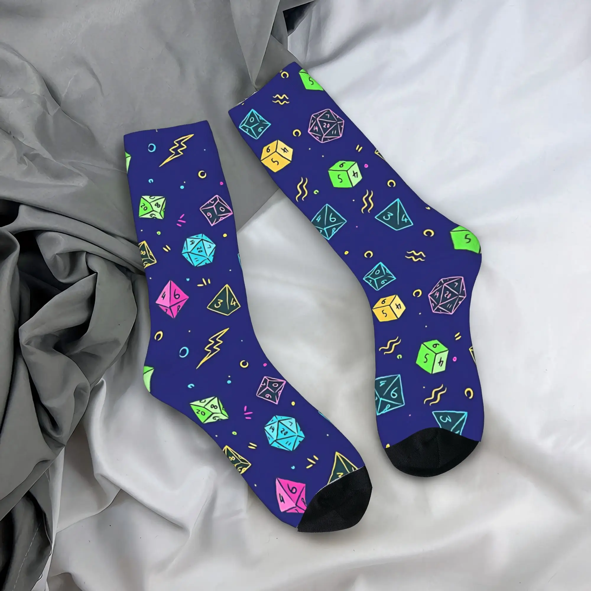 

D&D Retro Dice Pattern Stockings Men's Socks Soft Modern Socks Autumn Outdoor Sports Anti Slip Design Socks Gift