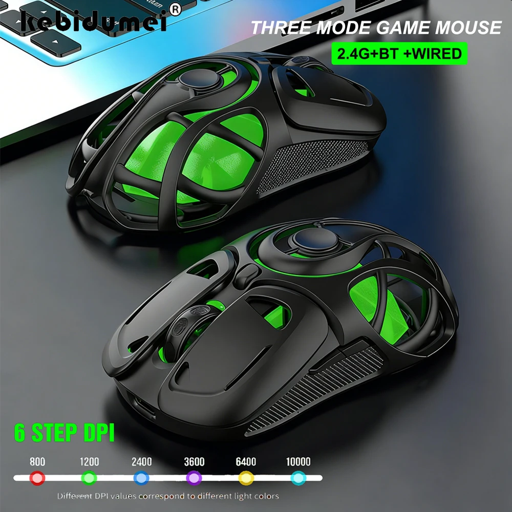 Mouse Gaming X10 Tri-Mode Bluetooth 2.4G Nirkabel 10000 DPI RGB Isi Ulang Ringan Desain Skeleton