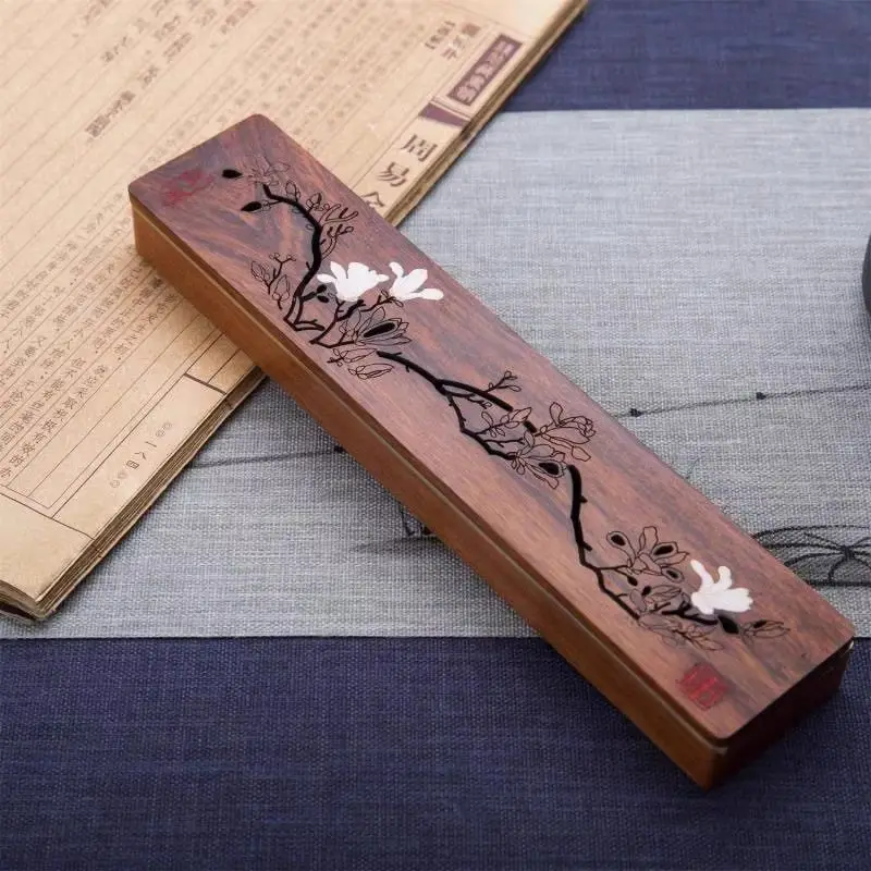 1 Set Wooden Zen Style Yulan Magnolia Incense Box Solid Wood Incense Burner for Tea Ceremony Home Decoration Gift