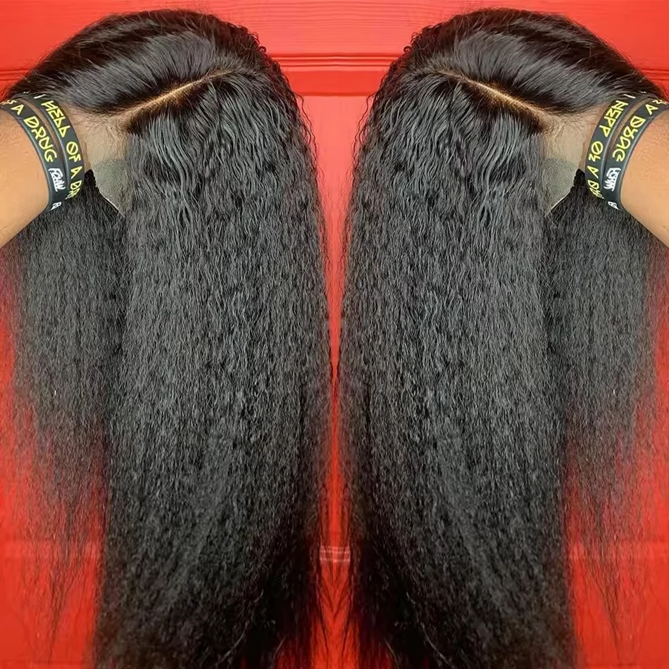 Pelucas de cabello humano liso rizado 13x4 HD sin pegamento, pelucas brasileñas Yaki liso 5x5 con cierre de encaje, listas para usar