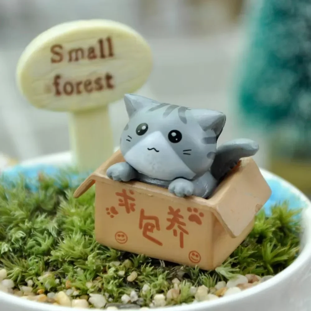 Home Decor Kawaii Mini Cat Ornament Garden kitten statue Gift For Kids Children Baby Room Decoration Toy Miniature Figurki — zdjęcie 7