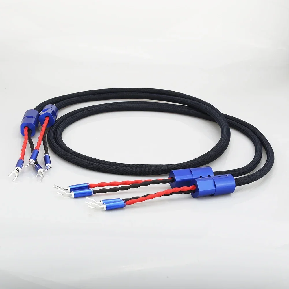 คู่ Audiocrast Silver Plated Audiophile สายลําโพง Spade to spade ปลั๊กลําโพงสําหรับ HIFI Amplifer