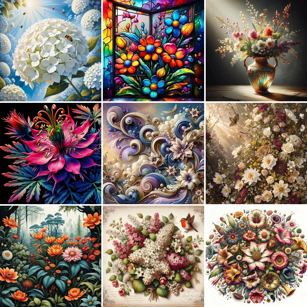 

Flowers Scenery Printed Canvas 11CT Cross-Stitch Embroidery Kit Needlework Sewing Handmade Painting Room Decor Gift For Adults