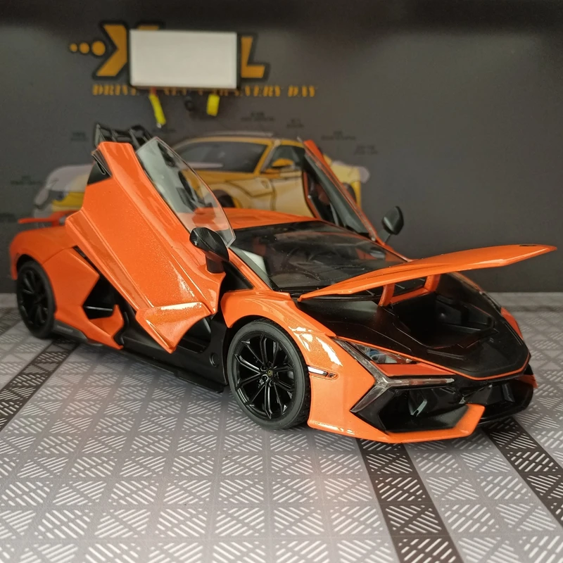 Modelo de coche de rally Lamborghini Revuelto de aleación a escala 1:18, puertas y capó del motor se pueden abrir, tiene sonido e iluminación.