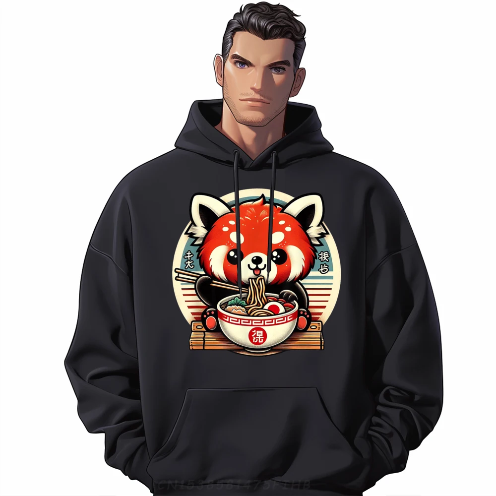 Red Panda Ramen Kawaii Neko Japanese Noodles Aesthetic White Hoodie Men Oversized Hoodie Birthday