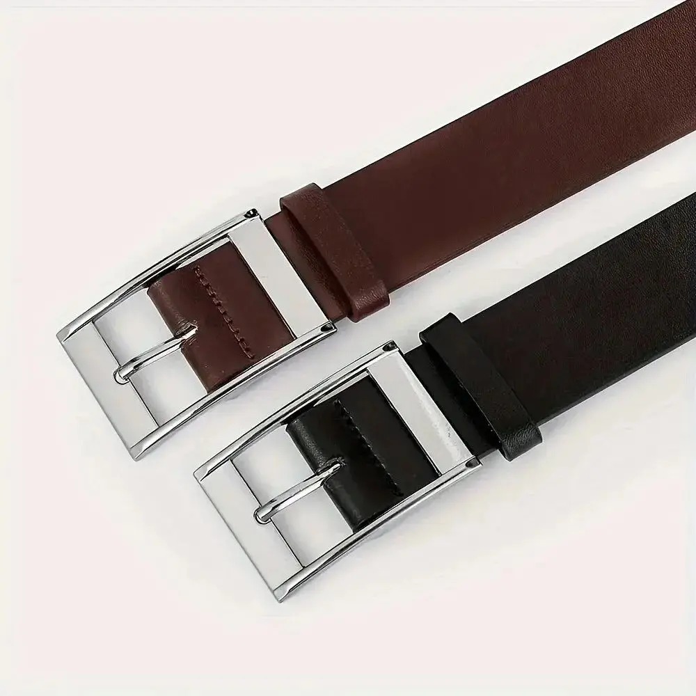 

Business Luxury PU Leather Belt Casual Famous Brand Designer Waist Strap Versatile Metal Pin Buckle Waistband