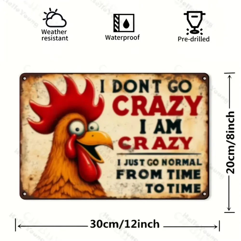 لافتة ألومنيوم دجاج مضحكة وساحرة - لوحة فنية جدارية كلاسيكية مقاومة للعوامل الجوية مع ثقوب، مثالية للبار والمزرعة