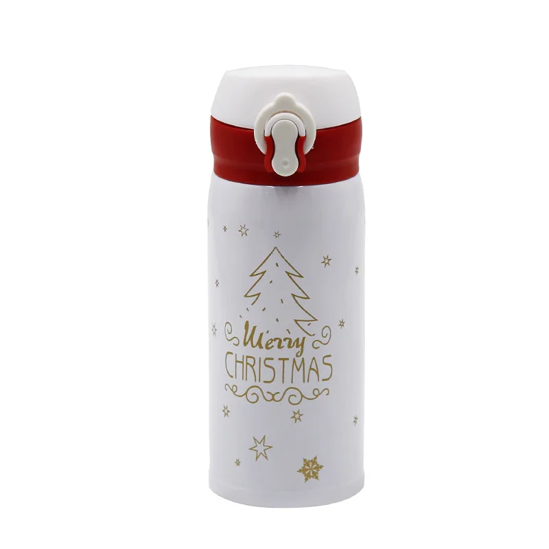 

New Year's Gift Stainless Steel Insulated Cup Bounce Cover Handy Cup Car Creative Cartoon Cup Joyful Christmas Gift