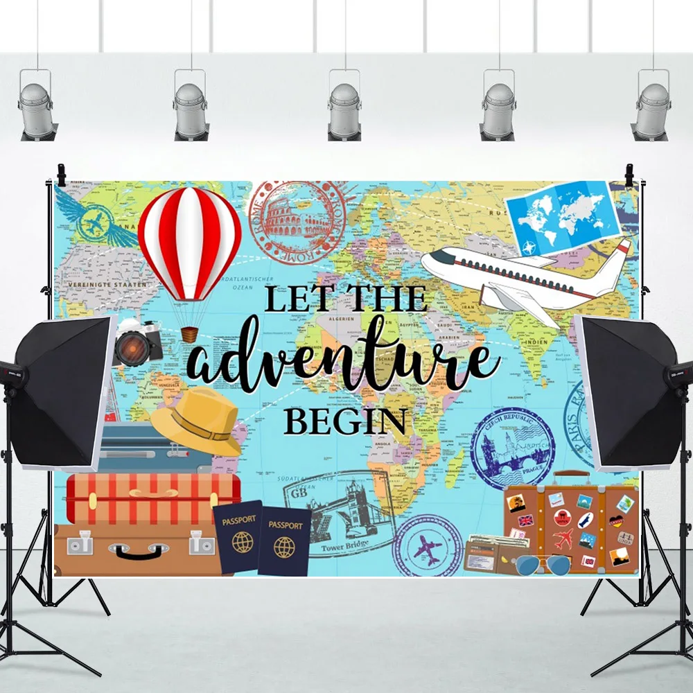 Laeacco-مغامرة تنتظر الخلفية ، خلفية التصوير الفوتوغرافي ، موضوع السفر ، دع المغامرة ، بدء العالم ، الطائرة ، التخرج ، صورة