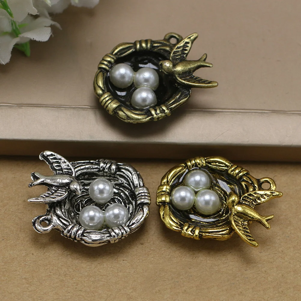 

20Pcs Bird Nest Alloy Pendant Charms Silver for Necklace Bracelet DIY Jewelry Making Accessories Charm Pendant Set