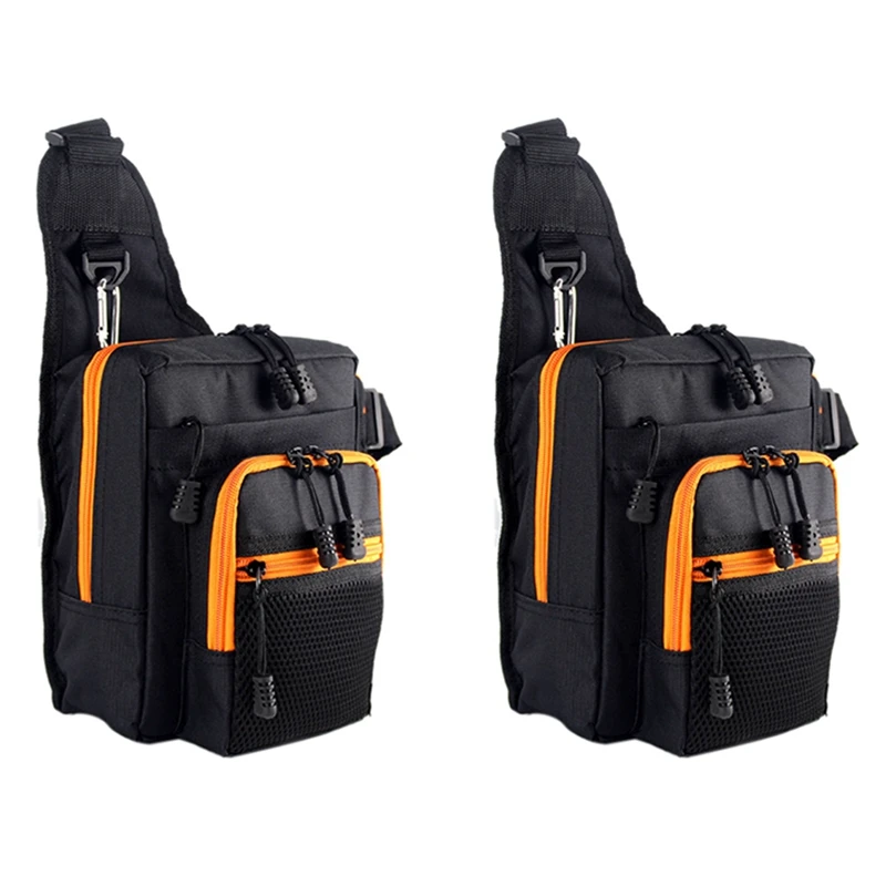

2X Fishing Bag Waterproof Fishing Rod Cover Bag Large Capacity Fishing Reel Lure Tackle Bag Outdoor Shoulder Bags Black