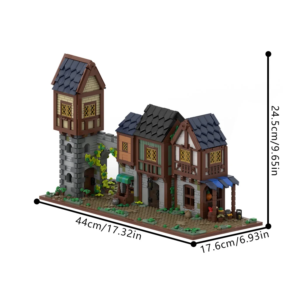 MOC Mittelalterliche Markt Straße Modulare Bausteine Modell Mittelalterlichen Markt Straße Architektur Ziegel Montage Spielzeug Geburtstag Geschenke