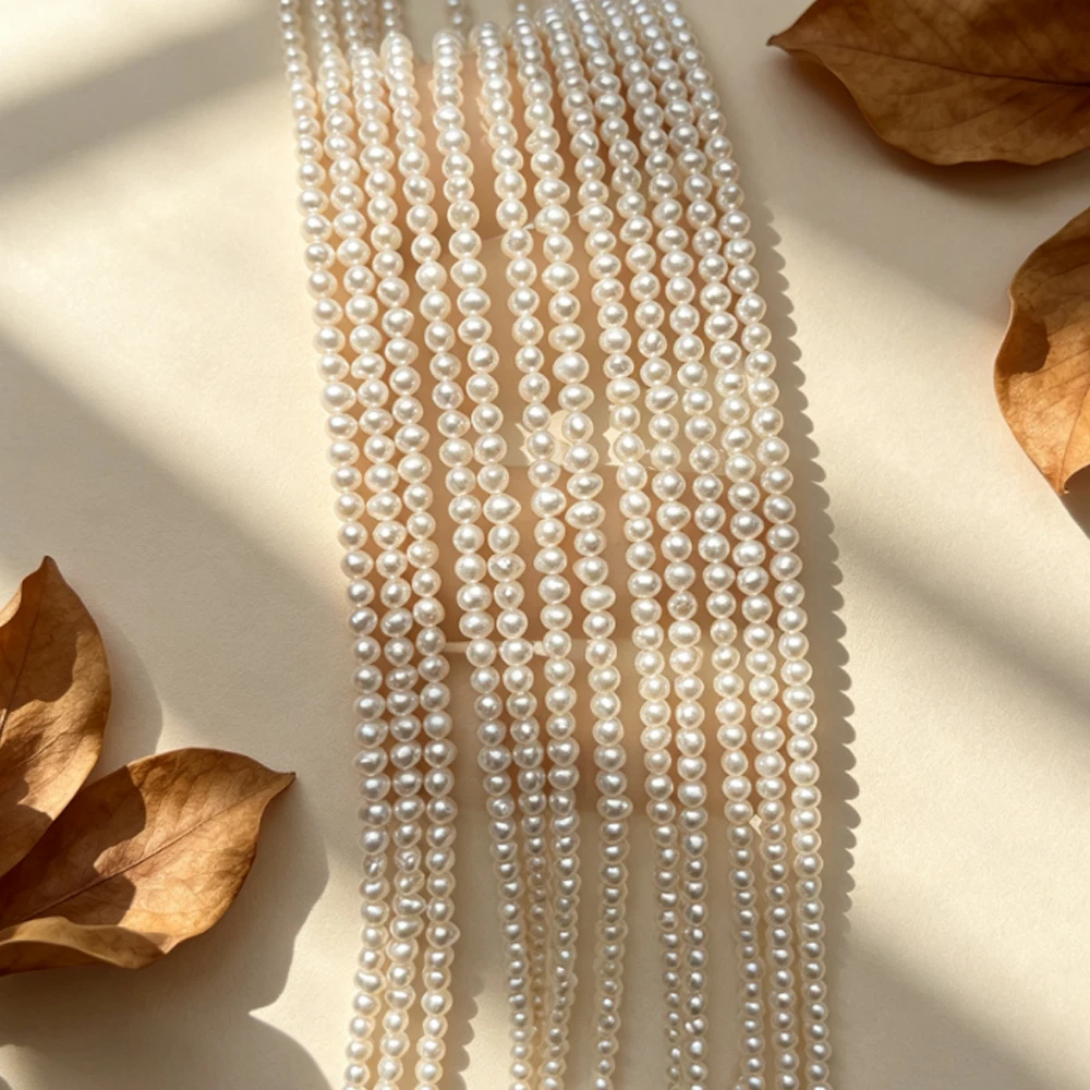 2–2.5mm Natural Freshwater Pearls Through-hole Beads Potato-Shaped Beads for Jewelry Making DIY Necklaces Bracelets Accessories
