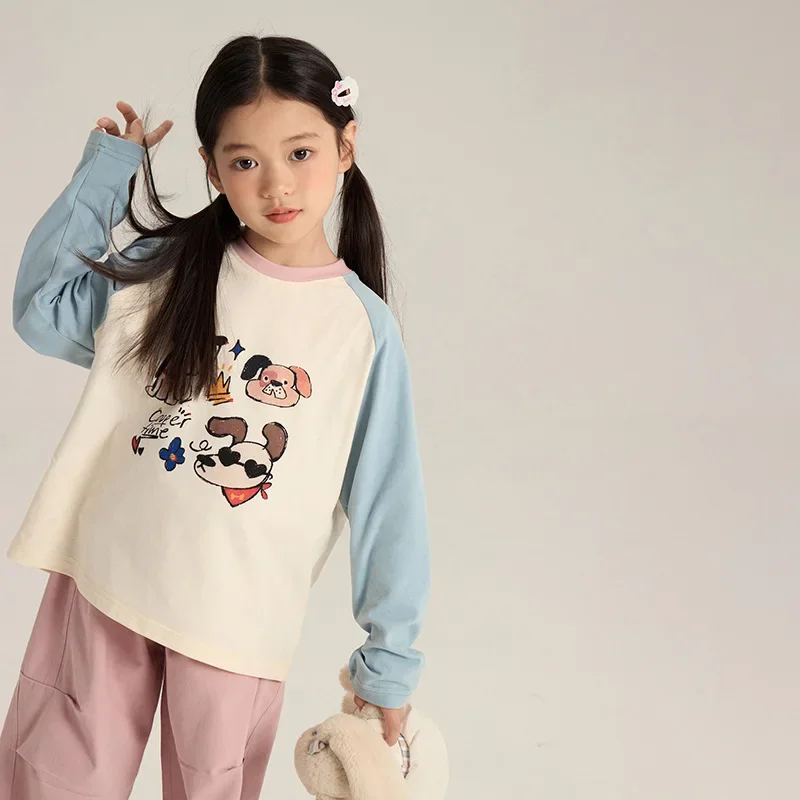 HoneyCherry Children's Cartoon Shoulder Long-sleeved T-shirt Autumn New Boys and Girls Loose Leisure with Bottoming Shirt image 5