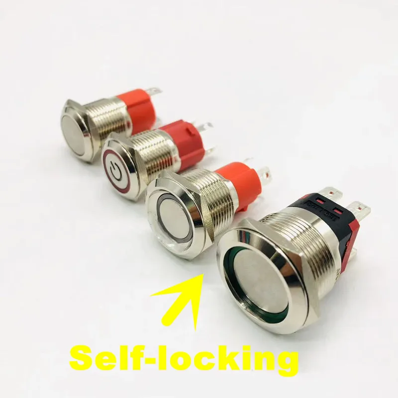 15A 20A high current metal button switch 16/19/22MM automotive retrofit self-locking reset LED start stop switch high power red