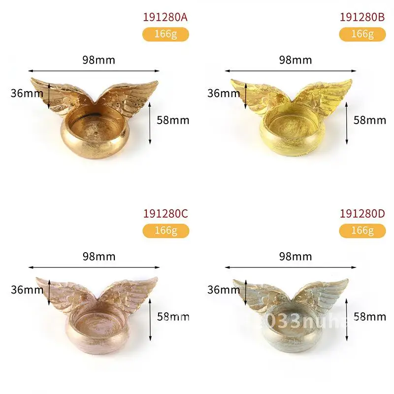 

Creative Retro Old Resin Crafts Ornaments Home Round with Wings Candlestick Decoration Ornaments