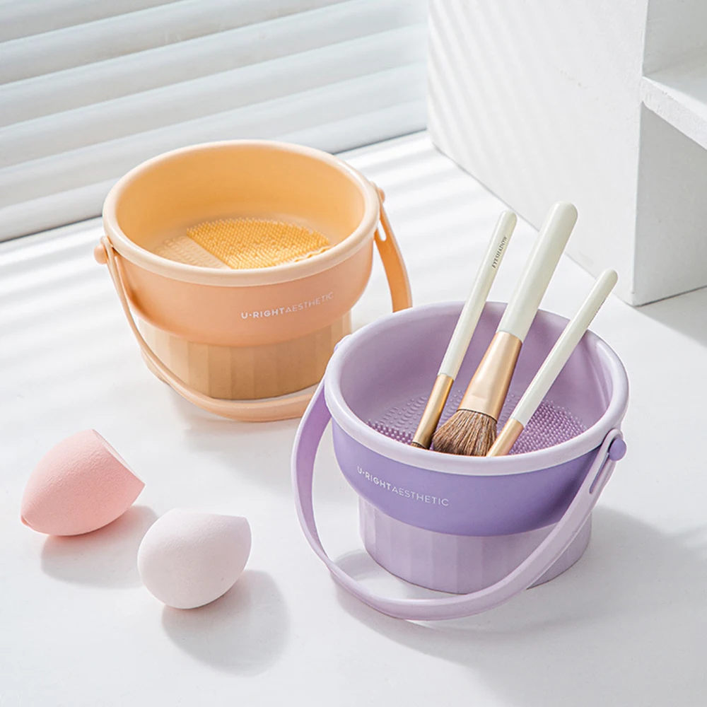 Makeup Brush Cleaning Bucket Washing and Drying Tools Beauty Makeup Powder Puffs Cleaning Crafts Storage Box