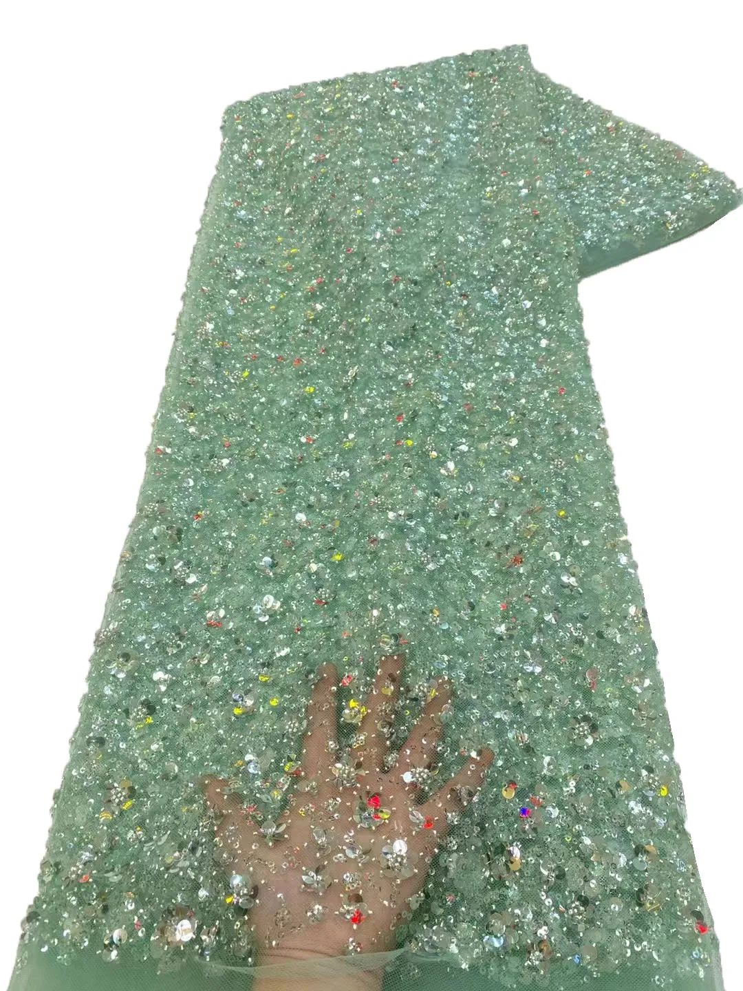 

2023 European and American style heavy industry bead piece beaded tube lace embroidery, high-end fairy fashion dress / 5yards