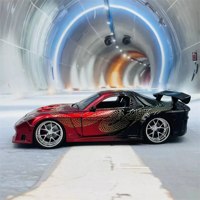 JADA-Coche de aleación de dragón chino raro para niños, Mazda RX-7, modelo Fast & Furious, edición limitada, 1/24