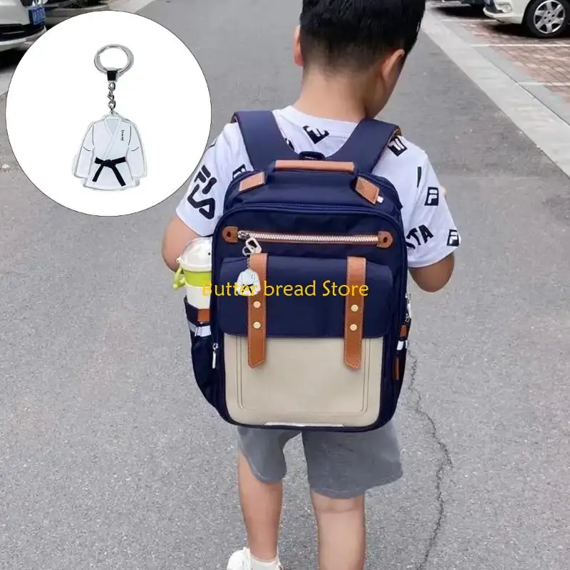 

W89C Kids Taekwondo Karate Uniform Keyring Backpack Acrylic Martial Arts Themed Decorations Pendant For Teens Enthusiasts