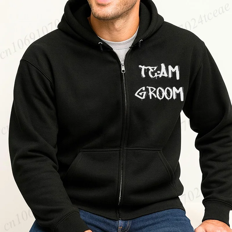 

Autumn Men Sweatshirts Team Groom Hoodie Zipper Jacket Male Hoodies Sweatshirt Gift for Groom Bachelor Party Best Man Groomsmen