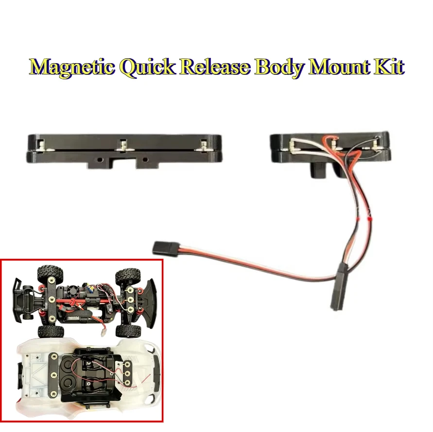 Magnetic Quick Release Body Mount Kit With LED Light Wire Custom Size Upgrade Parts for 1/14 Scale MJX 14211 RC Truck Accessory