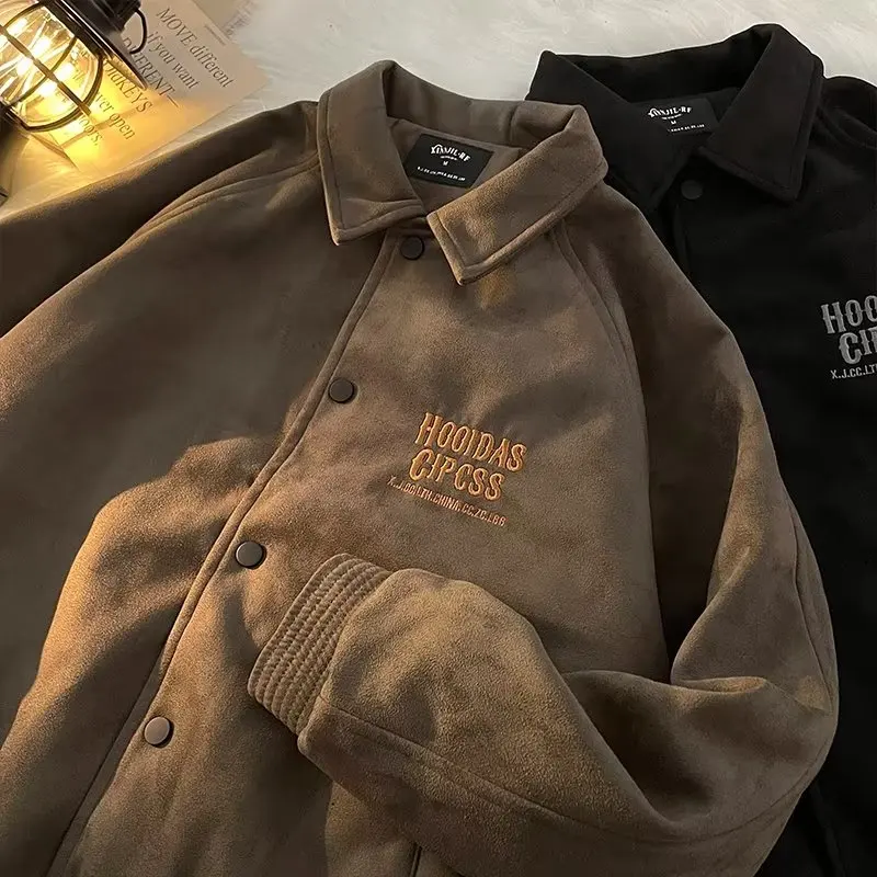 

Loose Fit Retro Japanese Sle Men's Jaet Autumn Winter Large Size 5kg Faionable Baseball Coat Turn-down Collar Flight ...