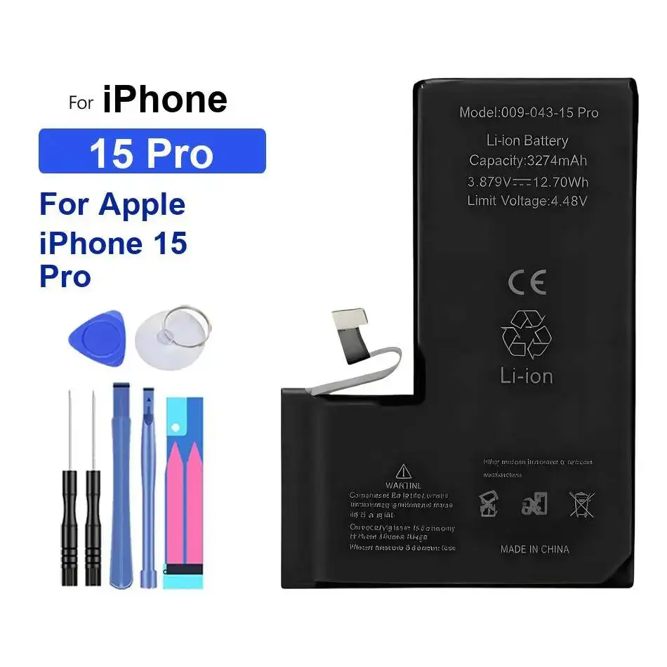 

Аккумулятор мобильного телефона большой емкости для Apple Iphone 15 Pro 3274 мАч, надежная замена
