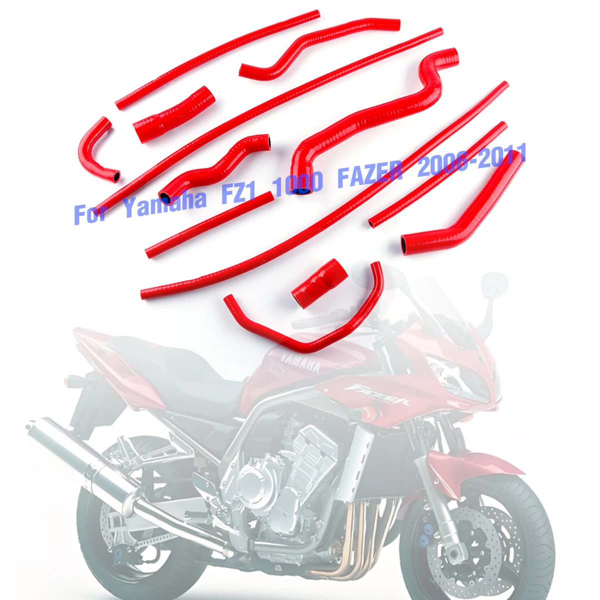 

13pcs Red For 2006-2011 Yamaha FZ1 1000 FAZER High Performance Silicone Radiator Hoses 2007 2008 2009 2010
