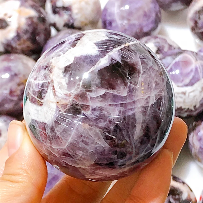 

5.5CM Natural Dream Amethyst Sphere Crystal Fengshui Healing Reiki Stone Home Office Decoration Lovers Gifts 1pcs