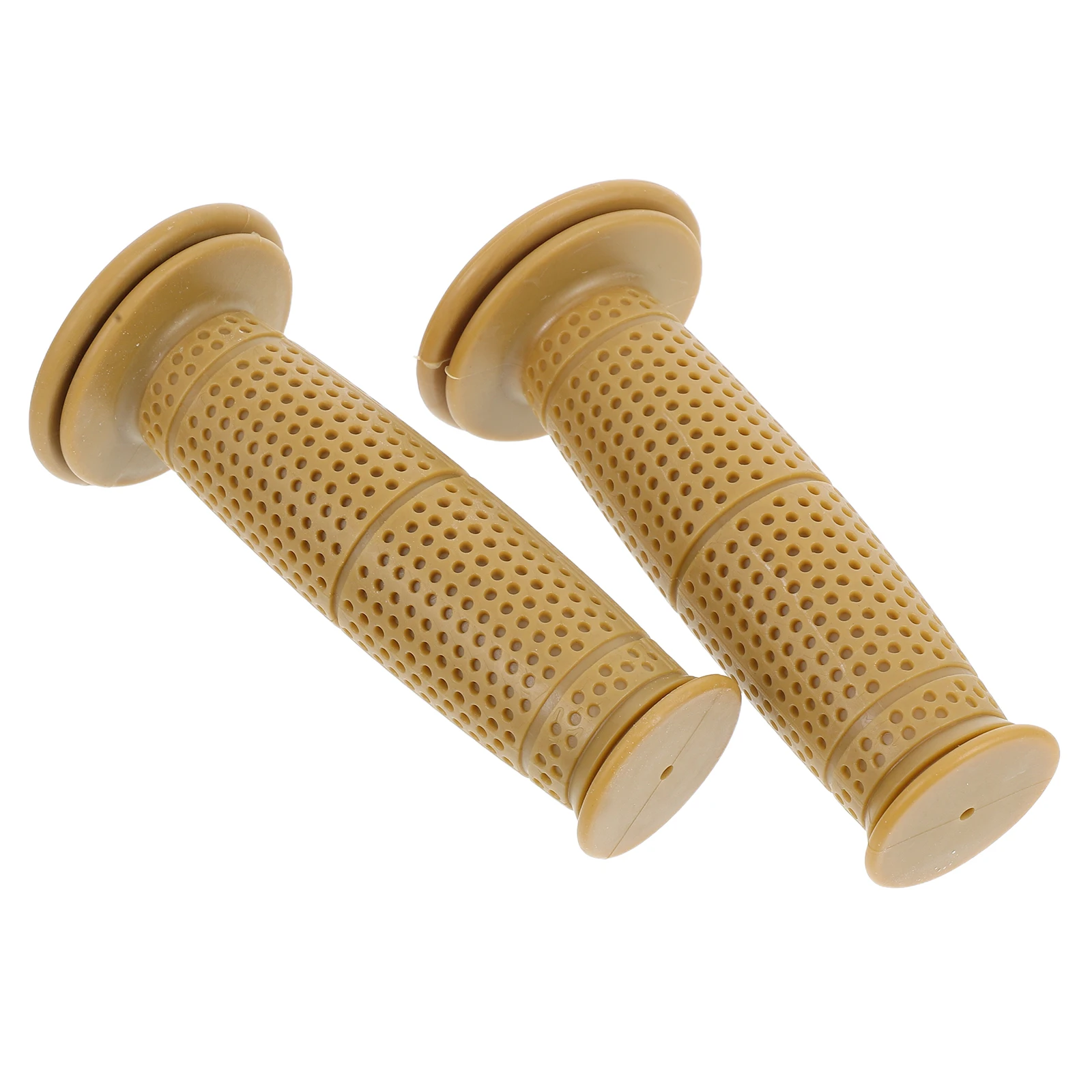 

2pcs Retro Motorcycle Handgrip Covers Yellow Vintage Throttle Grips HighFriction Universal Fit Durable Bike Handlebar