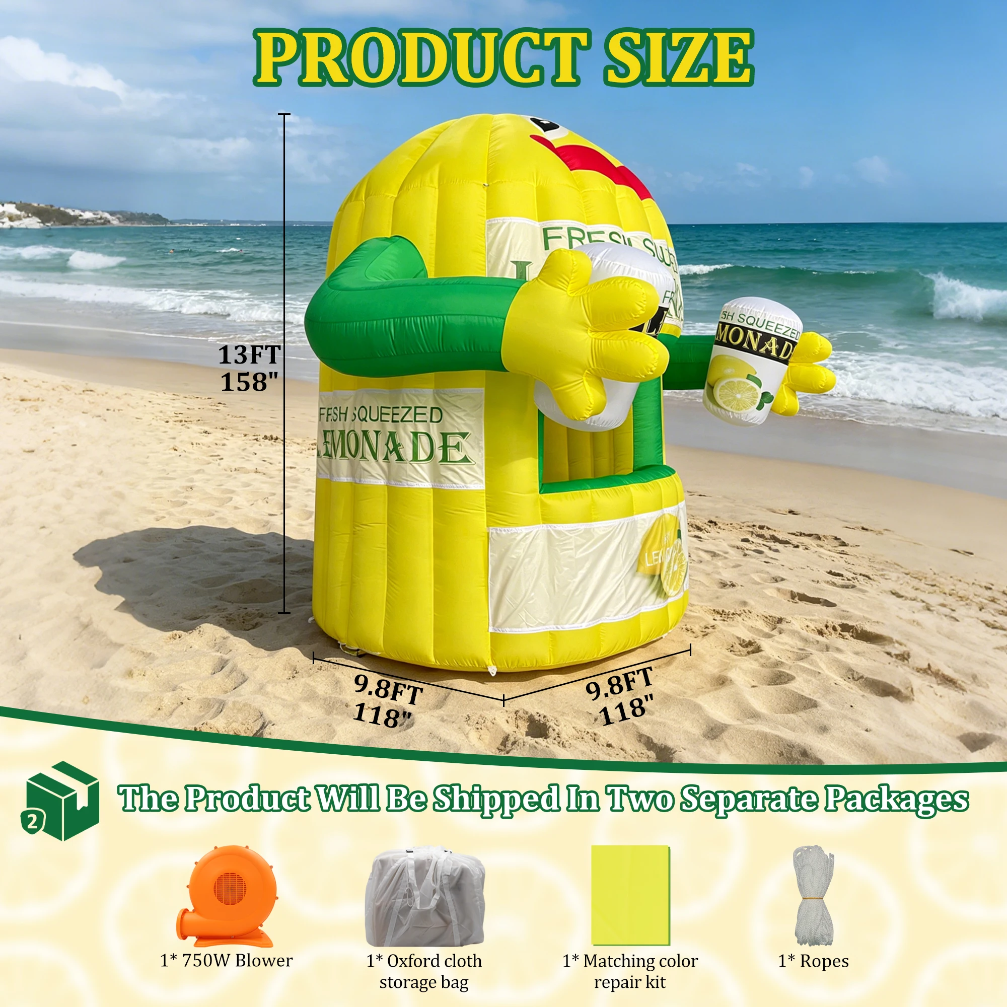SAYOK 13ft Giant Inflatable Lemonade Stand Booth With Blower Outdoor Event Advertising Concession Booth For Promotion And Sales