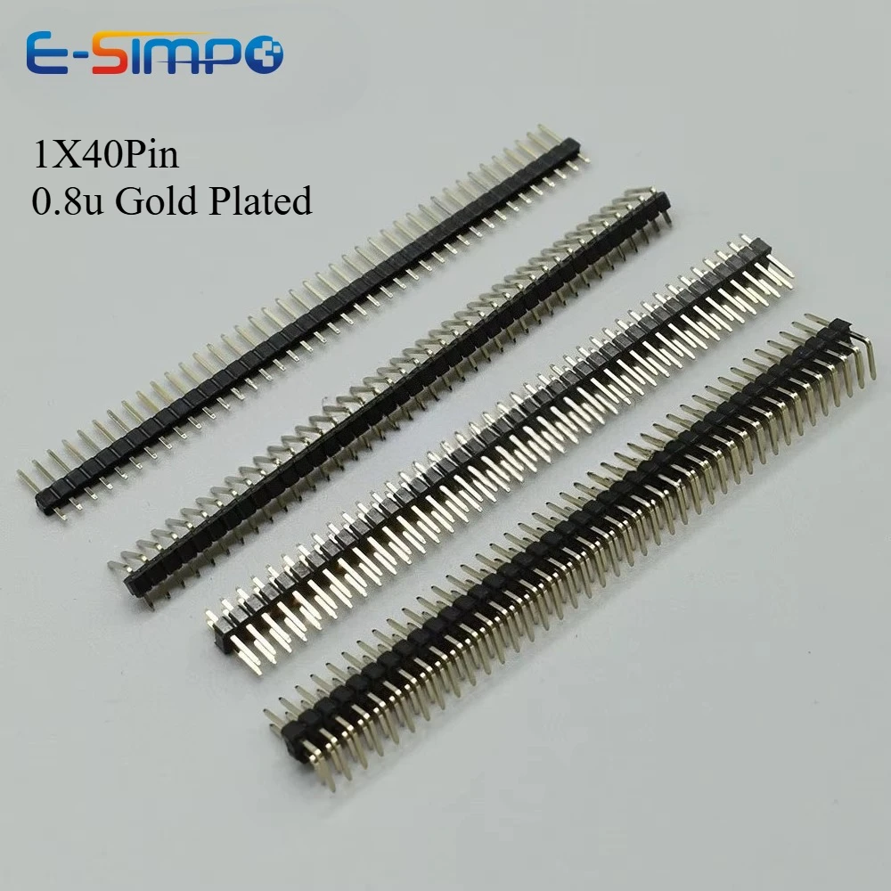 

10/20Pcs 0.8u Gold Plated 40 Pin 1x40 Single Double Row Male 2.54 Breakable Pin Header Connector Strip For Arduino Black