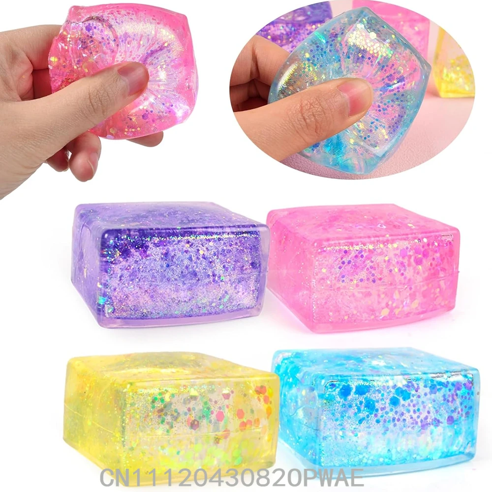 

Transparent Ice Cube Sensory Fidget Toy - Soft Squeeze & Stretch Stress Relief Toy for Adults & Kids, Random Color, 1 Pack