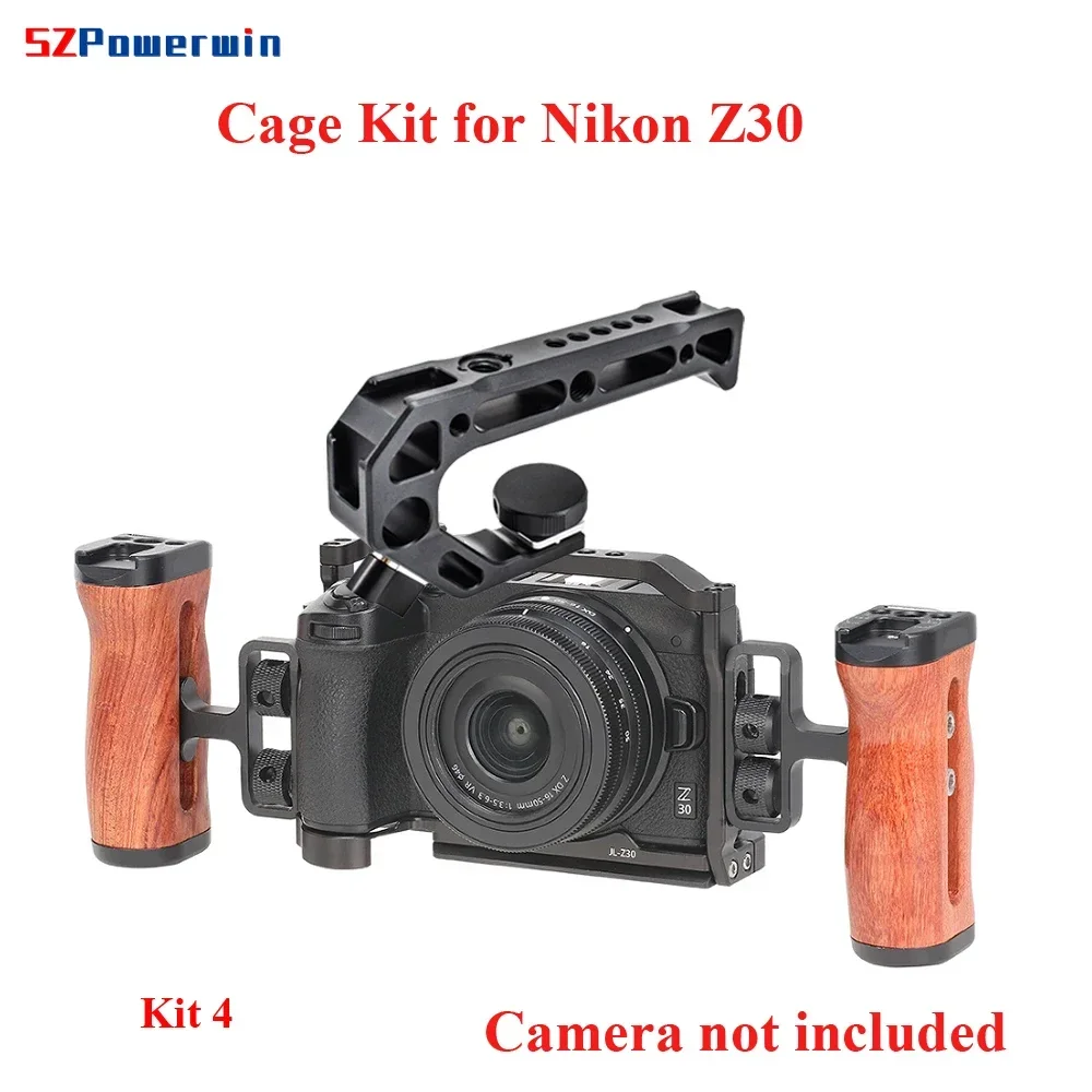 

Powerwin For Nikon Z30 Camera Cage with wooden Handle Kit Aluminum Alloy Multifunctional Arri Locating Screw Protective Fram
