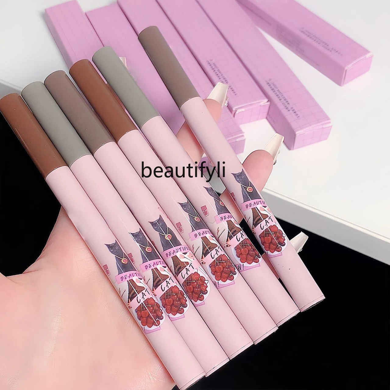 

Water eyebrow pencil, sweat-proof, long-lasting and non-decolorizing, natural wild eyebrow four-forked liquid eyebrow pencil