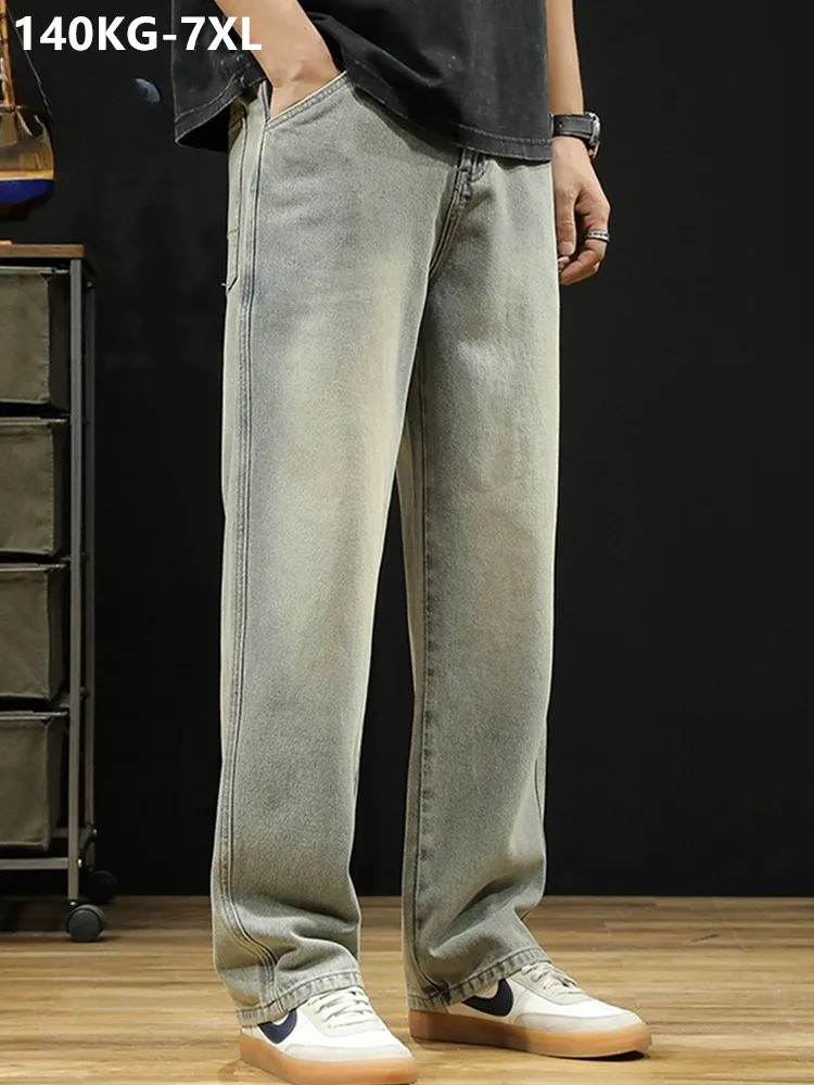 

Wide Leg Jeans Men Loose Popular Hip Hop Straight Plus Size 7XL 6XL 5XL Cowboy Denim Trousers Male Oversized Casual Pants