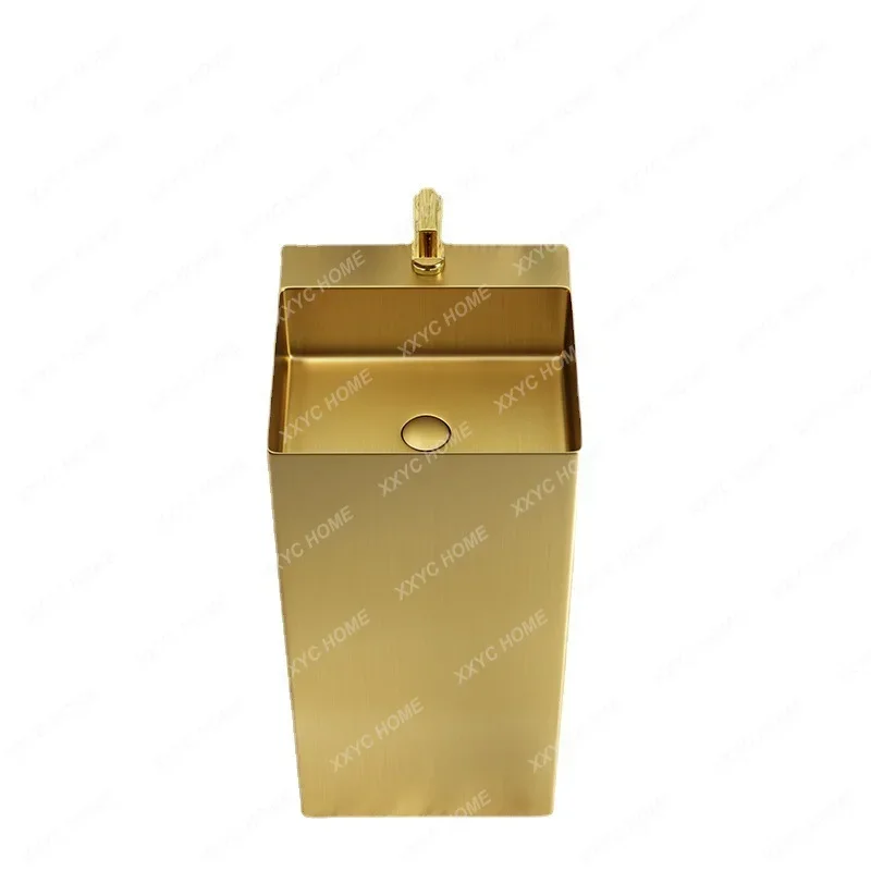 

Golden Stainless Steel Wash Basin Integrated Floor Column Vertical Column Wash Basin