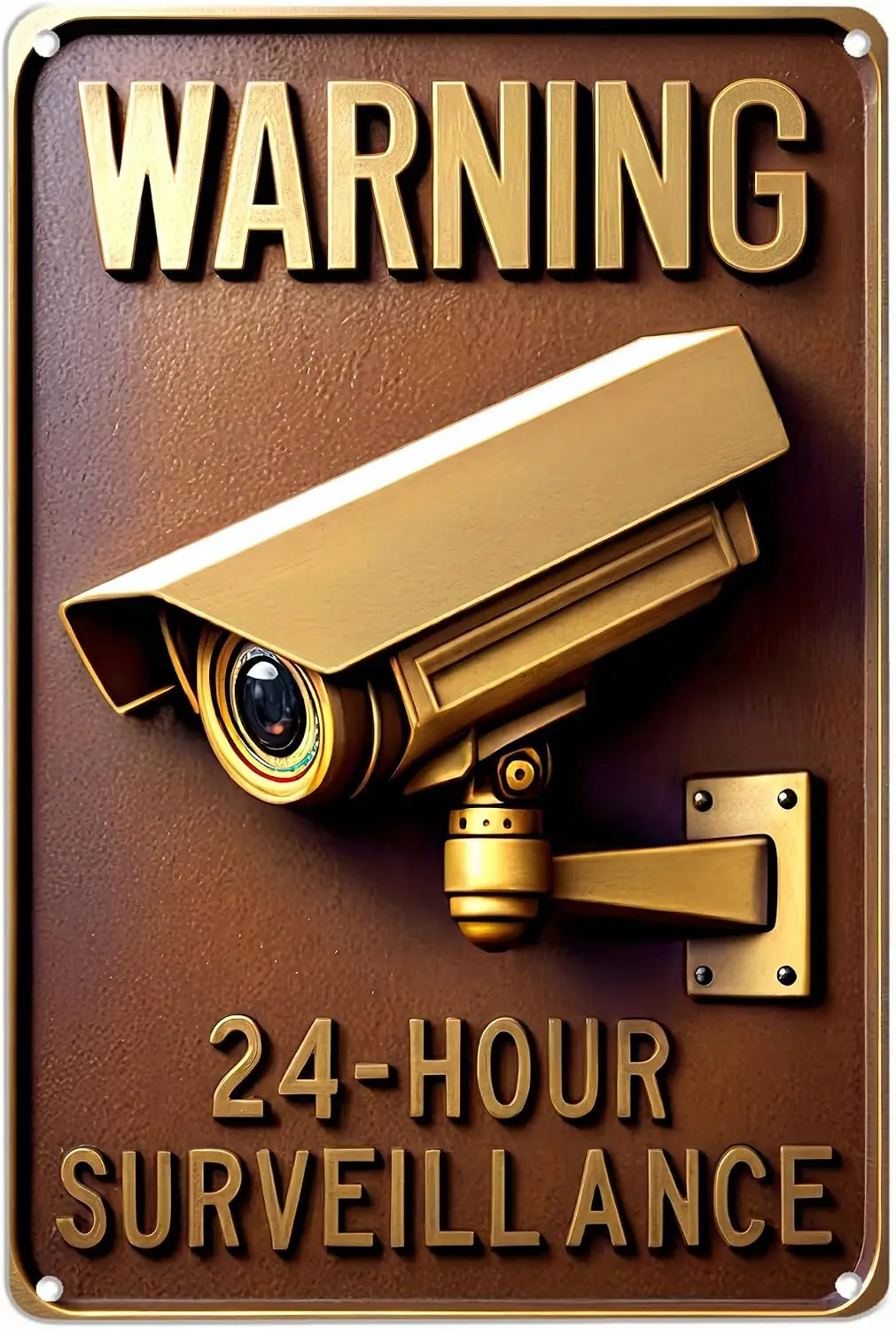 2D Flat 24-hour Surveillance Sign,  Aluminum Metal, Weatherproof, Fade & Rust Resistant, Outdoor Security Camera, Commercial