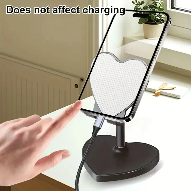 Desktop Storage Heart Shaped Foldable Smartphone Support Multi-Angle Tabletop Storage Rack For Daily Video And Selfie Use