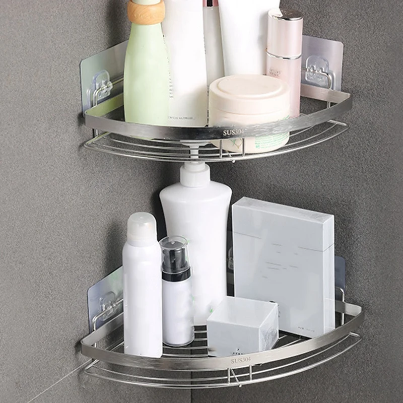 2Pcs Shower Caddy Corner Bathroom Shelf,Adhesive Shower Shelf No Drilling Storage Rack Wall Mounted For Bathroom,Kitchen