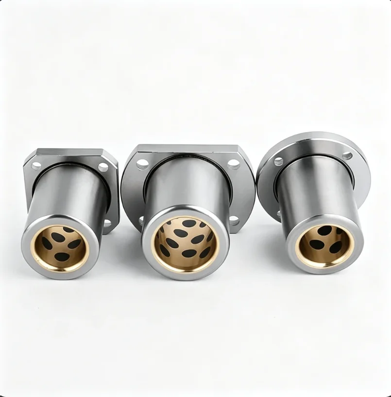 LMF LMK LMH Flange Bushing Steel Outer Copper Inner Graphite Bronze Sleeve Oilless Self-lubricating Linear Guide Bearing ID 6-40