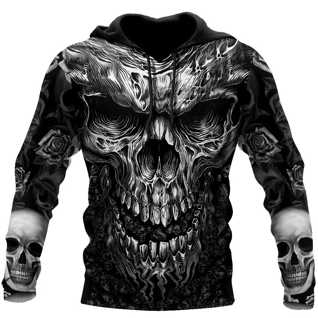 

Funny 3D Skull Print Men's Hoodies Hip Hop Trend Streetwear Fashion Loose y2k Clothes Autumn Winter Casual Sweatshirts Tops Coat
