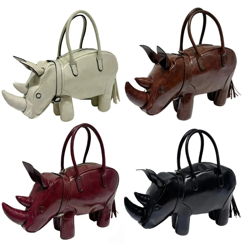 340D 3D Rhinoceros Crossbody Shoulder Bag Women Top Handle Handbags Satchel